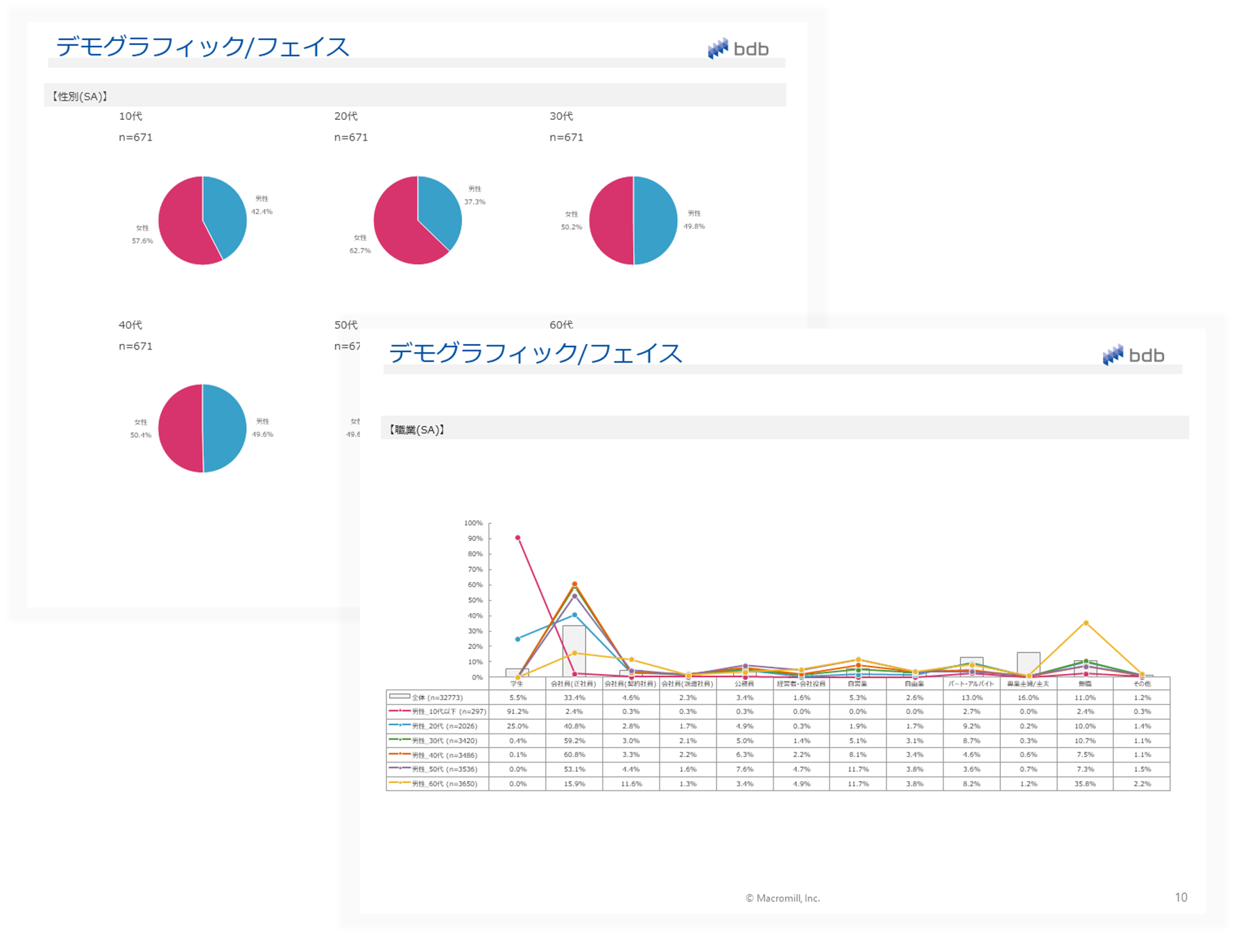 デモグラフィック/フェイス・価値観の納品物イメージ